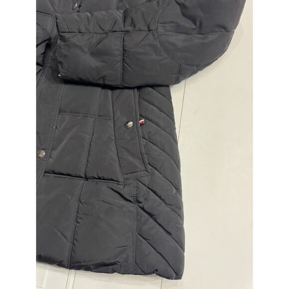 Tommy Hilfiger Puffer Jacket Womens Medium Small Full Zip Button No Hood - Picture 2 of 6